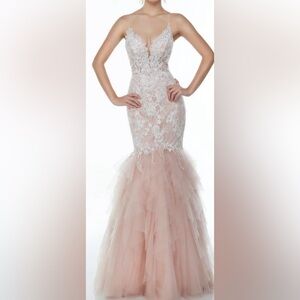 Women’s Elegant Pink Lace Mermaid Dress